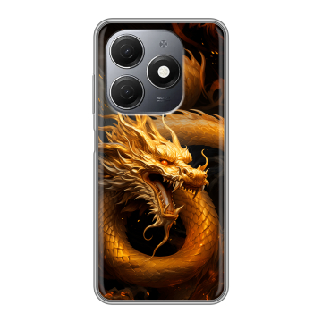 Силиконовый чехол на Tecno Spark 20 с принтом Золотой дракон Силиконовый чехол на Tecno Spark 20 с принтом Золотой дракон