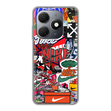 Силиконовый чехол на Tecno Spark 20 с принтом Найк Nike яркий Силиконовый чехол на Tecno Spark 20 с принтом Найк Nike яркий