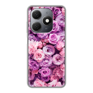 Силиконовый чехол на Tecno Spark 20 с принтом лавандовые розы