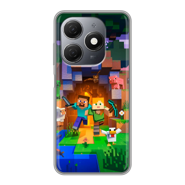 Силиконовый чехол на Tecno Spark 20 с принтом Майнкрафт Minecraft Силиконовый чехол на Tecno Spark 20 с принтом Майнкрафт Minecraft