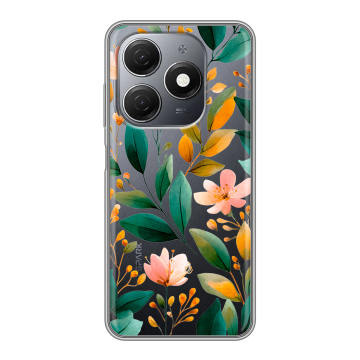 Силиконовый чехол на Tecno Spark 20 с принтом Цветы паттерн