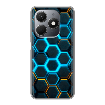 Силиконовый чехол на Tecno Spark 20 с принтом Неоновые соты