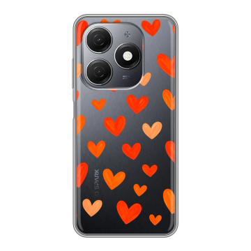 Силиконовый чехол на Tecno Spark 20 с принтом Сердечки