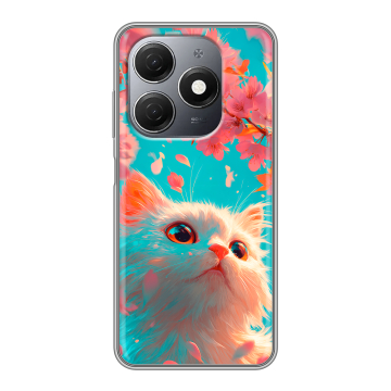 Силиконовый чехол на Tecno Spark 20 с принтом Красивый кот