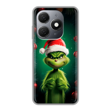 Силиконовый чехол на Tecno Spark 20 с принтом Гринч Новый год Рождество