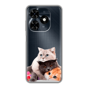 Силиконовый чехол на Tecno Spark 20C с принтом Кошки Силиконовый чехол на Tecno Spark 20C с принтом Кошки