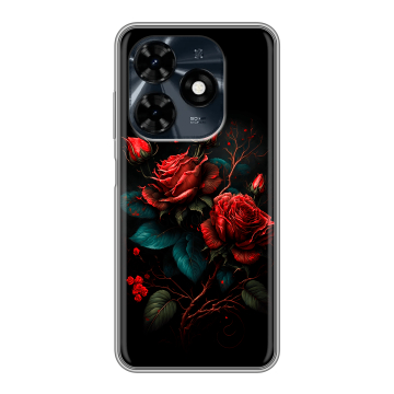 Силиконовый чехол на Tecno Spark 20C с принтом Розы красные