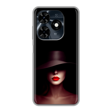 Силиконовый чехол на Tecno Spark 20C с принтом Девушка в шляпе Силиконовый чехол на Tecno Spark 20C с принтом Девушка в шляпе