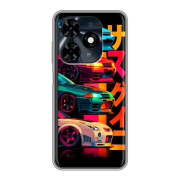 Силиконовый чехол на Tecno Spark 20C с принтом Гоночные машины Силиконовый чехол на Tecno Spark 20C с принтом Гоночные машины