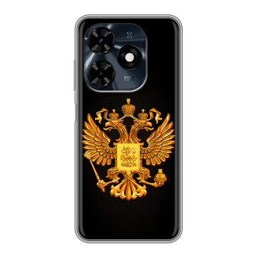 Силиконовый чехол на Tecno Spark 20C с принтом Герб России желтый