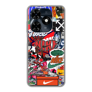 Силиконовый чехол на Tecno Spark 20C с принтом Найк Nike яркий Силиконовый чехол на Tecno Spark 20C с принтом Найк Nike яркий