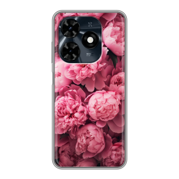 Силиконовый чехол на Tecno Spark 20C с принтом цветы пионы Силиконовый чехол на Tecno Spark 20C с принтом цветы пионы