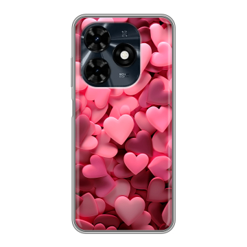 Силиконовый чехол на Tecno Spark 20C с принтом розовые сердечки Силиконовый чехол на Tecno Spark 20C с принтом розовые сердечки