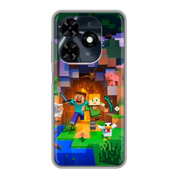 Силиконовый чехол на Tecno Spark 20C с принтом Майнкрафт Minecraft