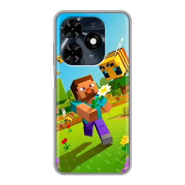 Силиконовый чехол на Tecno Spark 20C с принтом Майнкрафт Minecraft
