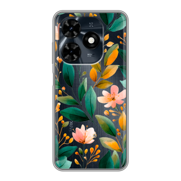 Силиконовый чехол на Tecno Spark 20C с принтом Цветы паттерн