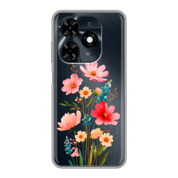 Силиконовый чехол на Tecno Spark 20C с принтом Цветы