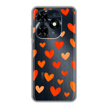 Силиконовый чехол на Tecno Spark 20C с принтом Сердечки