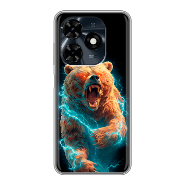Силиконовый чехол на Tecno Spark 20C с принтом Медведь