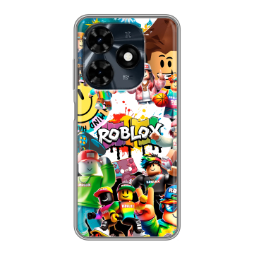 Силиконовый чехол на Tecno Spark 20C с принтом Roblox Роблокс