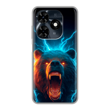 Силиконовый чехол на Tecno Spark 20C с принтом Медведь