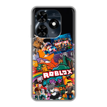 Силиконовый чехол на Tecno Spark 20C с принтом Roblox Роблокс