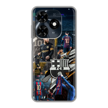 Силиконовый чехол на Tecno Spark 20C с принтом Messi Barcelona
