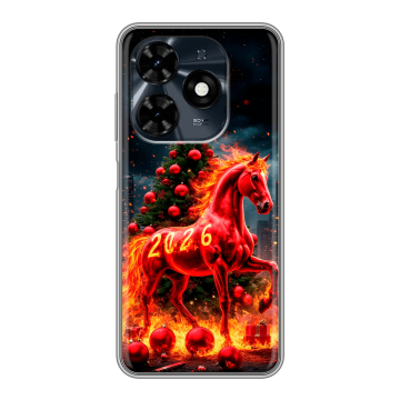 Силиконовый чехол на Tecno Spark 20C с принтом Новый год