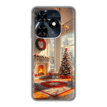 Силиконовый чехол на Tecno Spark 20C с принтом Новый год