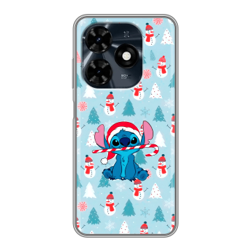 Силиконовый чехол на Tecno Spark 20C с принтом Стич Новый год