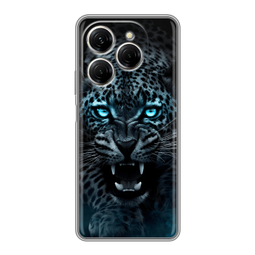 Силиконовый чехол на Tecno Spark 20 Pro с принтом Темный леопард