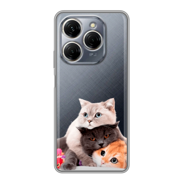 Силиконовый чехол на Tecno Spark 20 Pro с принтом Кошки Силиконовый чехол на Tecno Spark 20 Pro с принтом Кошки