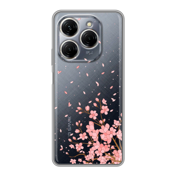 Силиконовый чехол на Tecno Spark 20 Pro с принтом Ветка сакуры