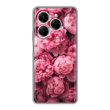 Силиконовый чехол на Tecno Spark 20 Pro с принтом цветы пионы