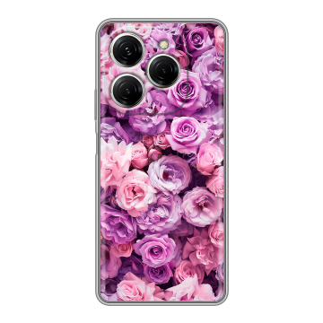 Силиконовый чехол на Tecno Spark 20 Pro с принтом лавандовые розы
