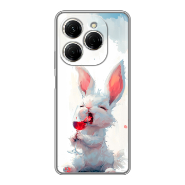 Силиконовый чехол на Tecno Spark 20 Pro с принтом кролик зайчик
