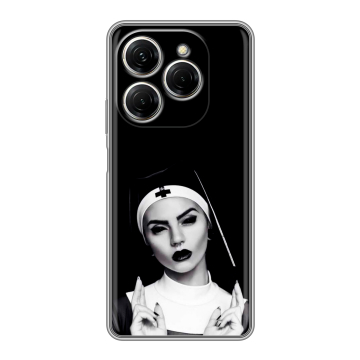 Силиконовый чехол на Tecno Spark 20 Pro с принтом монашка