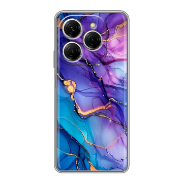 Силиконовый чехол на Tecno Spark 20 Pro с принтом синий мрамор