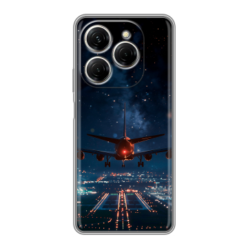 Силиконовый чехол на Tecno Spark 20 Pro с принтом самолет