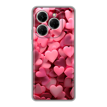 Силиконовый чехол на Tecno Spark 20 Pro с принтом розовые сердечки