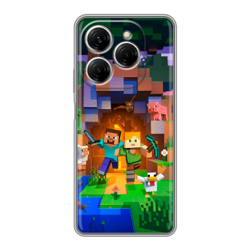 Силиконовый чехол на Tecno Spark 20 Pro с принтом Майнкрафт Minecraft Силиконовый чехол на Tecno Spark 20 Pro с принтом Майнкрафт Minecraft