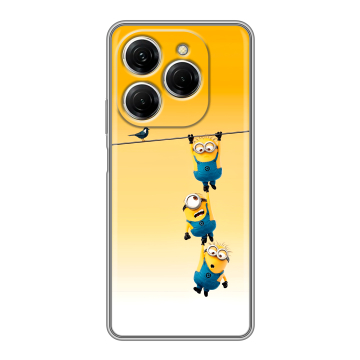Силиконовый чехол на Tecno Spark 20 Pro с принтом Миньоны