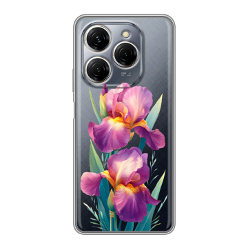 Силиконовый чехол на Tecno Spark 20 Pro с принтом Цветы орхидеи
