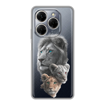 Силиконовый чехол на Tecno Spark 20 Pro с принтом Львы