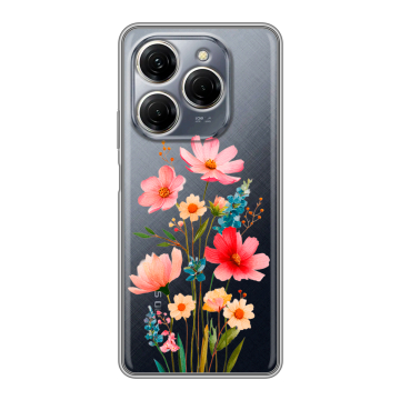 Силиконовый чехол на Tecno Spark 20 Pro с принтом Цветы