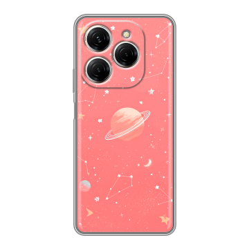 Силиконовый чехол на Tecno Spark 20 Pro с принтом Розовый космос