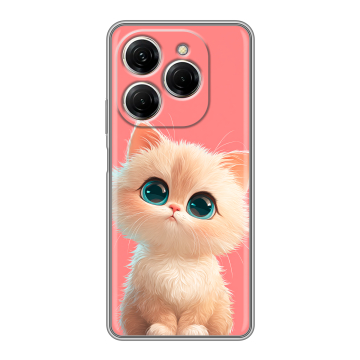 Силиконовый чехол на Tecno Spark 20 Pro с принтом Розовый котенок