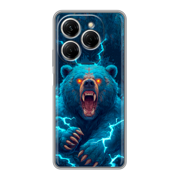 Силиконовый чехол на Tecno Spark 20 Pro с принтом Медведь