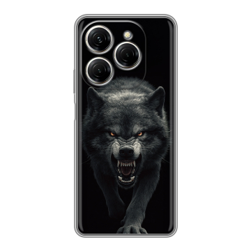 Силиконовый чехол на Tecno Spark 20 Pro с принтом Волк