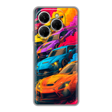 Силиконовый чехол на Tecno Spark 20 Pro с принтом Тачки
